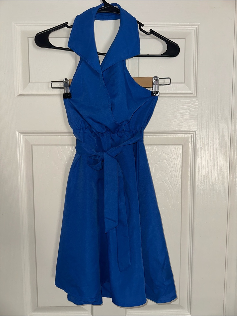 SHEIN Royal Blue One-Shoulder Tie-Waist Dress